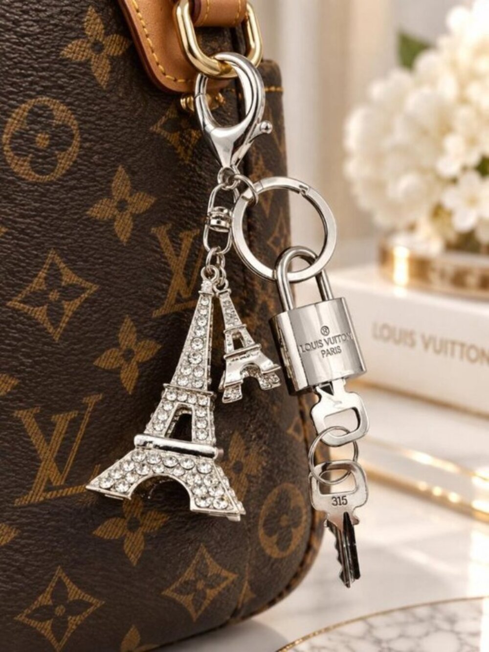 Authentic Louis Vuitton Silver Lock 🔒 Unbranded Eiffel Tower Keychain